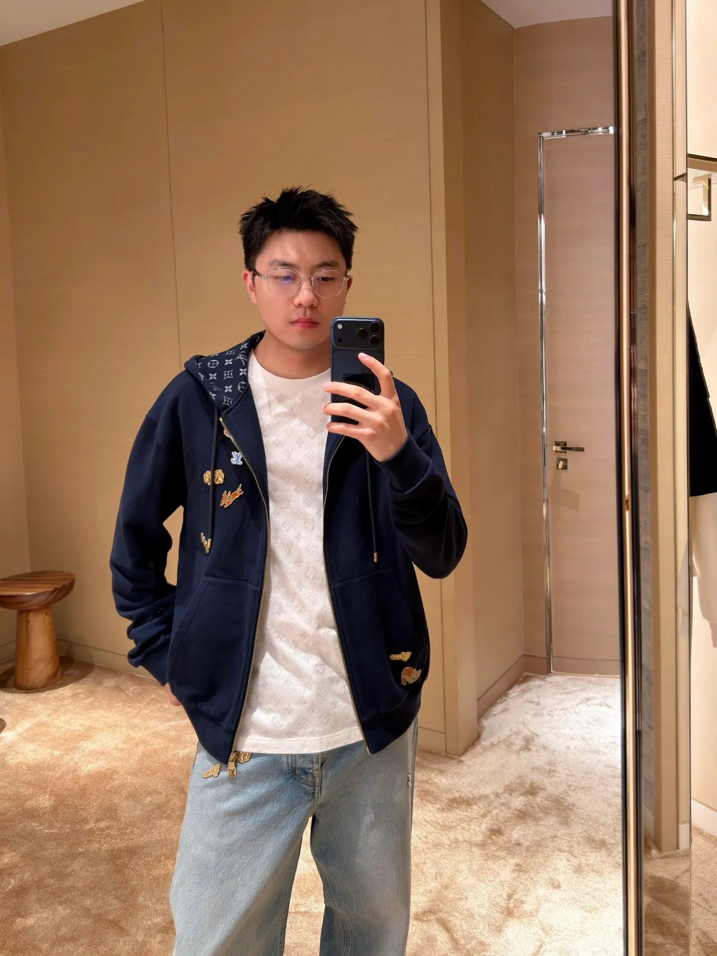 Louis Vuitton/Louis Vuitton Childlike Hardware CVD zipper hooded sweatshirt jacket